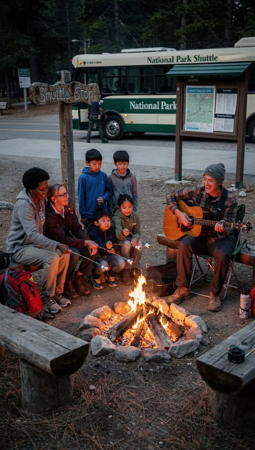 Карта с отмеченными маршрутами и транспортными узлами для удобного и эффективного путешествия по национальным паркам США.